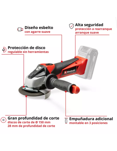 Amoladora Inalambrica 18v Te-ag 18/115 Q Li Solo 4431165 Einhell