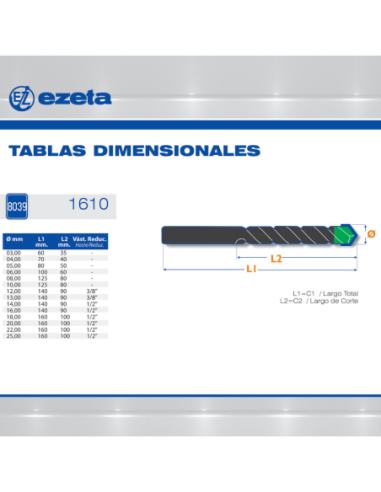 Mecha Para Muros Tcw Ez Din 8039 Widia 6.00 Ezeta