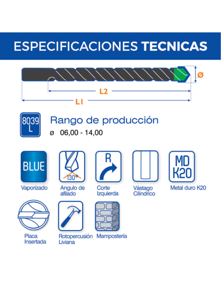 Mecha Para Muros Tlw X 200 Ez Di Larga 6.00 Ezeta