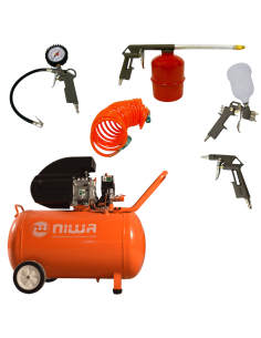Compresor 50 L 2.5 Hp + Kit 5 Piezas Niwa