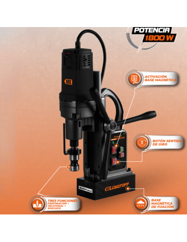 Taladro Magnetico Tmgl 1800-9 Black Lusqtoff