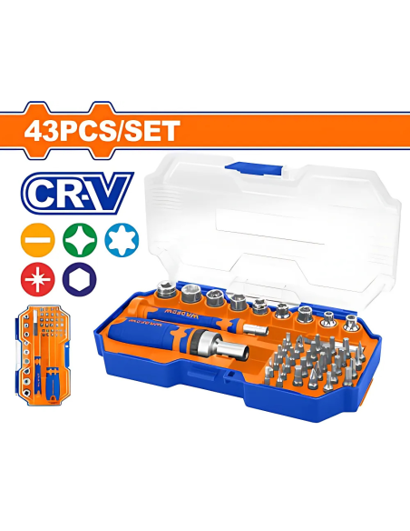 Set De Puntas Y Destornillador 43 Pzs Wss8b43 Wadfow Set De Puntas Y Destornillador 43 Pzs Wss8b43 Wadfow