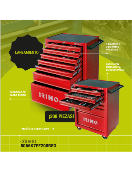Carro De 7 Cajones Con 208 Piezas 8066k7ff208red Irimo Carro De 7 Cajones Con 208 Piezas 8066k7ff208red Irimo
