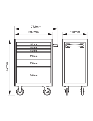 Carro De Herramientas 6 Cajones Con 215 Herramientas 1472k6-m215 Bahco