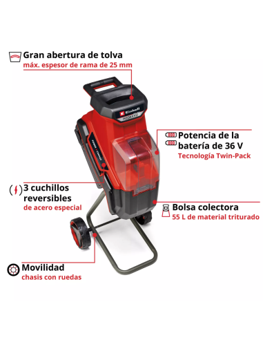 Trituradora De Ramas Inalambrico Redaxxo 36/25 3430710 Einhell