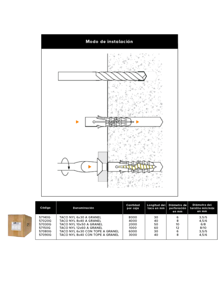 Taco Nyl 6x30 A Granel X 8000 Unidades 57140g Cpsa