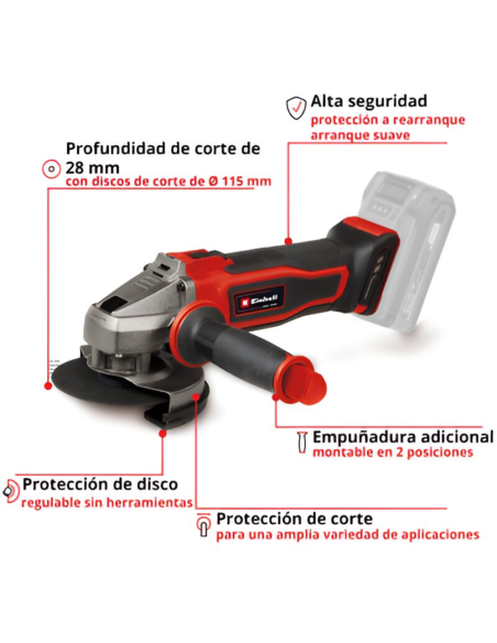 Amoladora Inalambrica - Te-ag 18/115-2 Li - Solo 4431166 Einhell Amoladora Inalambrica - Te-ag 18/115-2 Li - Solo 4431166 Einhell