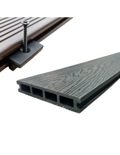 Deck Wpc Black 25 Mm 290cm X 14cm X Caja 5 U + Clips Encastre Greenland