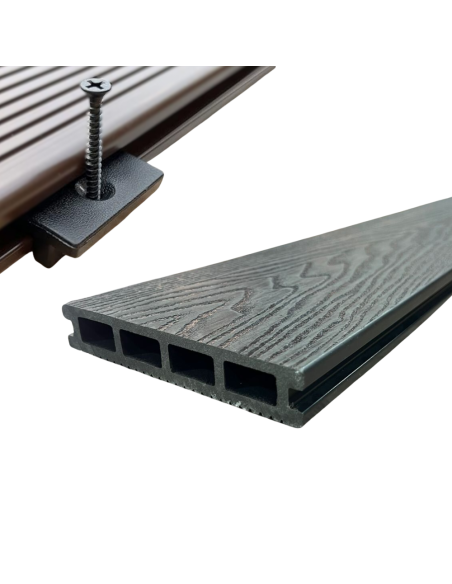 Deck Wpc Black 25 Mm 290cm X 14cm X Caja 5 U + Clips Encastre Greenland