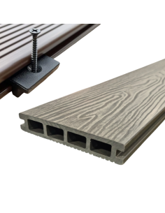 Deck Wpc Grey 25 Mm 290cm X 14cm X Caja 5 U + Clips Encastre Greenland
