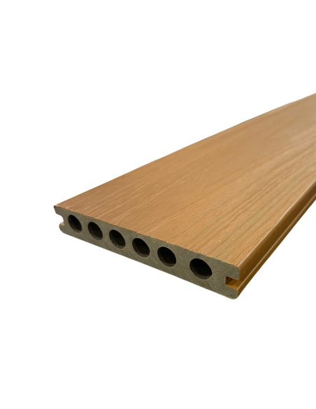 Deck Wpc Teak Color 23 Mm 290cm X 14cm Co-extruded X Caja 5 U + Clips Encastre Greenland