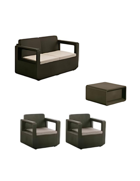 Set Living Exterior 2 Sillones + 1 Sillon 2 Cuerpos + 1 Mesa Centro Setapolo