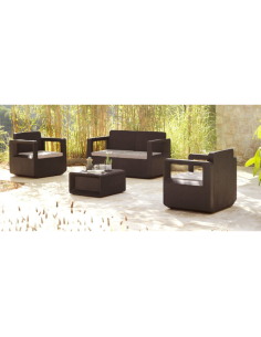 Set Living Exterior 2 Sillones + 1 Sillon 2 Cuerpos + 1 Mesa Centro Setapolo 2