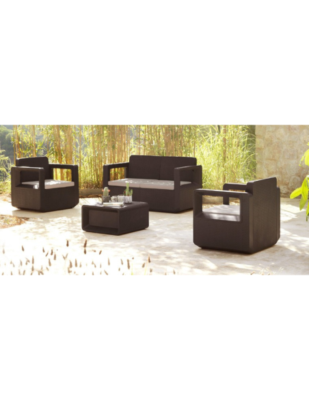 Set Living Exterior 2 Sillones + 1 Sillon 2 Cuerpos + 1 Mesa Centro Setapolo