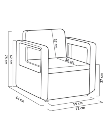 Set Living Exterior 2 Sillones + 1 Sillon 2 Cuerpos + 1 Mesa Centro Setapolo