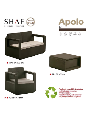 Set Living Exterior 2 Sillones + 1 Sillon 2 Cuerpos + 1 Mesa Centro Setapolo