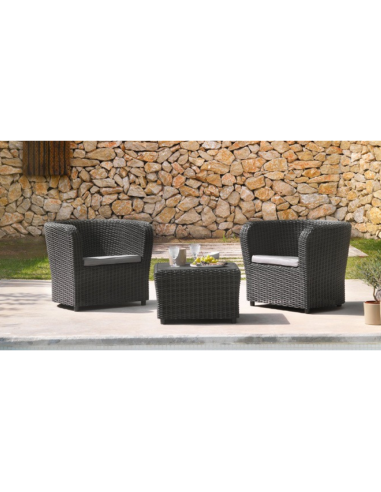 Set Living Exterior 2 Sillones + 1 Mesa Centro Setnova
