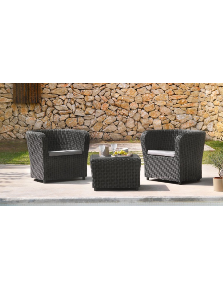 Set Living Exterior 2 Sillones + 1 Mesa Centro Setnova