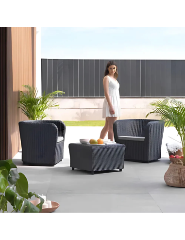 Set Living Exterior 2 Sillones + 1 Mesa Centro Setnova