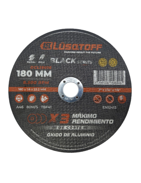Disco De Corte Para Acero 180 X 1.6x22 Dcl18016 Lusqtoff