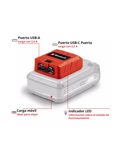 Adaptador Cargador Usb A/c Tc-cp 18 Li Solo 4514148 Einhell