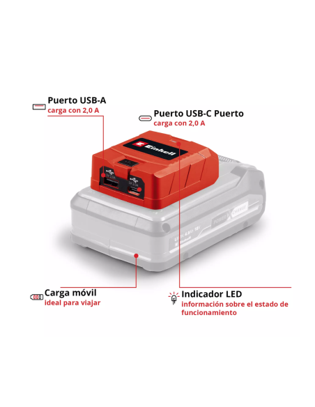 Adaptador Cargador Usb A/c Tc-cp 18 Li Solo 4514148 Einhell Adaptador Cargador Usb A/c Tc-cp 18 Li Solo 4514148 Einhell