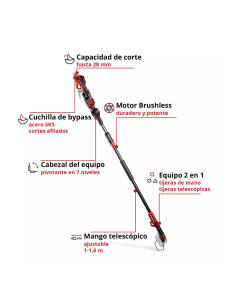 Tijera De Poda En Altura Gp-ls 18/28 Li T Bl-solo 3408330 Einhell 2