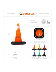 Cono Ciudad Light Estandar 50 Cm Con Base 2051-1r Conoflex 2