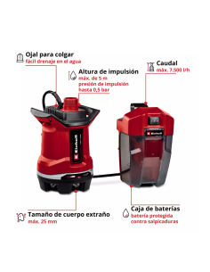 Bomba De Agua Sucia 18v Ge-dp 18/25 Li-solo 4181580 Einhell 2