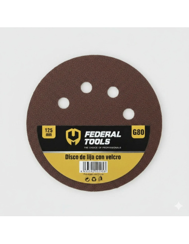 Disco De Velcro Lija 125mm Grano 80 811613 Federal Tools