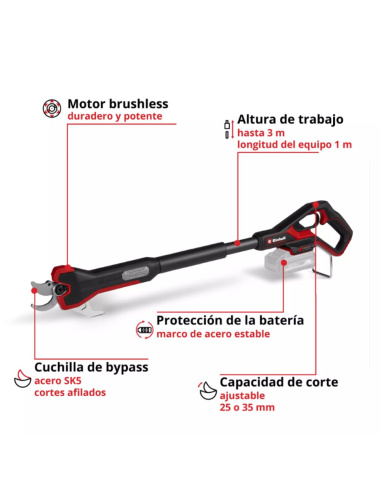Tijera de podar inalámbrica profesional Gp-ls 18/35 Li Bl-solo 3408360 Einhell