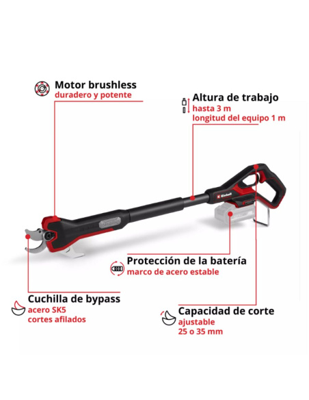 Tijera de podar inalámbrica profesional Gp-ls 18/35 Li Bl-solo 3408360 Einhell
