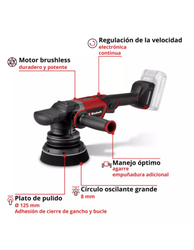 Lijadora Pulidora Rotorbital Inalambrica Profesional Cp-ep 18/125 Li Bl-solo 2093330 Einhell