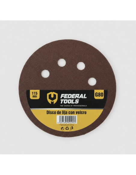 Disco De Velcro Lija 115mm Grano 80 811603 Federal Tools