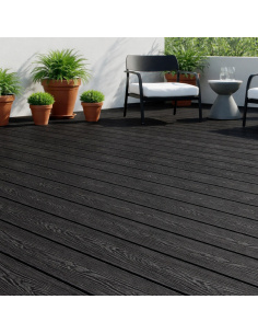 Deck Wpc Black 25 Mm 290cm X 14cm X Caja 5 U + Clips Encastre Greenland 2