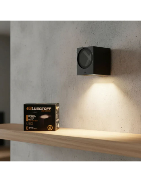 Aplique Cuadrado Aluminio De Pared 1 Foco Lq-qb-l80s-gu10 Lusqtoff Electric