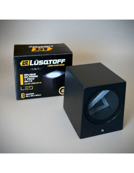 Aplique Cuadrado Aluminio De Pared 1 Foco Lq-qb-l80s-gu10 Lusqtoff Electric