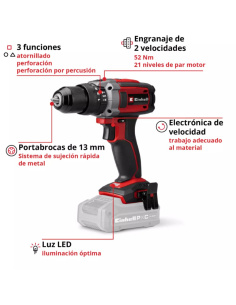 Taladro Percutor A Bateria Te-cd 18/52 Li-i - Solo 4514346 Einhell 2