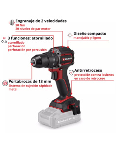 Taladro Percutor A Bateria Tp-cd 18/50-c Li-i Bl - Solo 4514400 Einhell 2