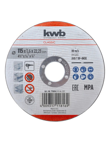 Discos De Corte Metal 115 * 1.6 49711816 Kwb