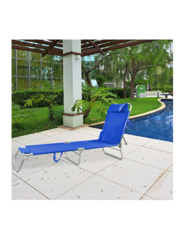 Reposera Larga 4 Posiciones Aluminio Azul Botafogo
