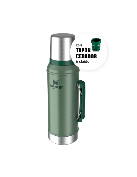 Termo Clasico 950 Ml Con Manija Y Tapon Cebador Verde 10-10148-001 Stanley