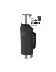 Termo Clasico 950 Ml Con Manija Y Tapon Cebador Negro 10-10148-002 Stanley