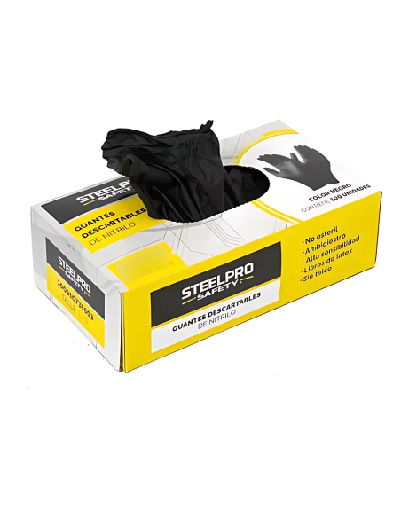 Guante Descartable Nitrilo T 7 300950736601 Steel Pro