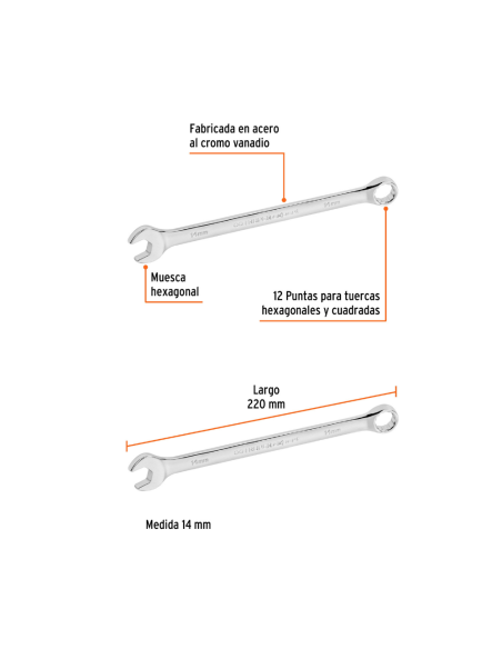 Llave Combinada De 14mm 15618 Truper Llave Combinada De 14mm 15618 Truper