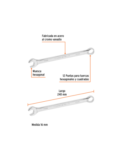 Llave Combinada De 16mm 15620 Truper