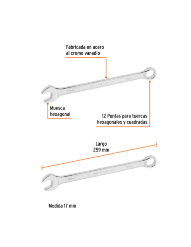 Llave Combinada De 17mm 15621 Truper