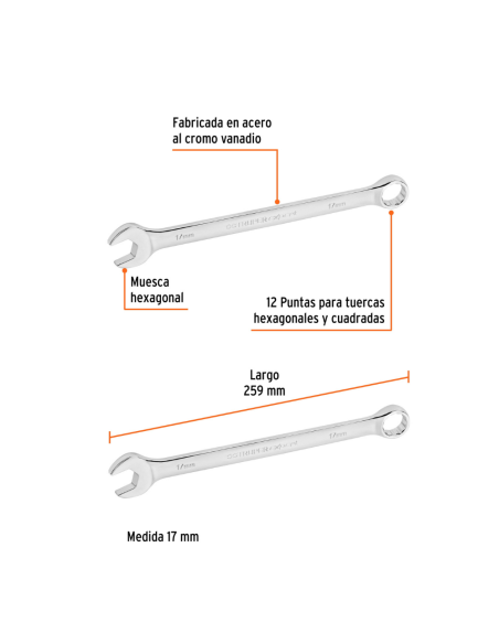 Llave Combinada De 17mm 15621 Truper Llave Combinada De 17mm 15621 Truper
