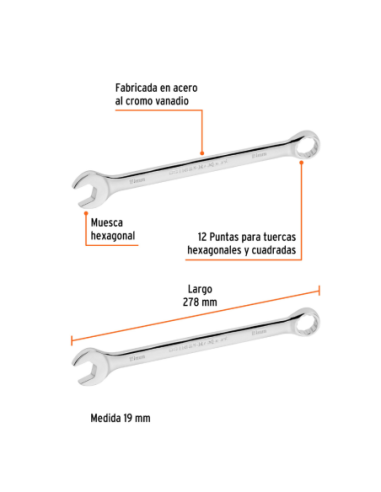 Llave Combinada De 19mm 15623 Truper