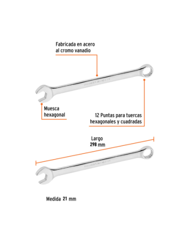 Llave Combinada De 21mm 15625 Truper